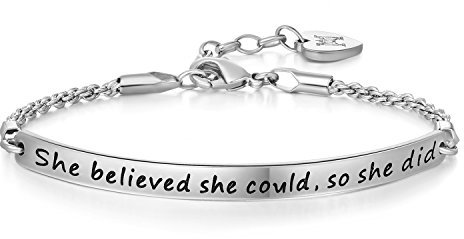 Annamate Armband mit Gravur für Frauen She Believed she Could so she did Personalisierter Gravierbare Inspiration Armreif Schmuck