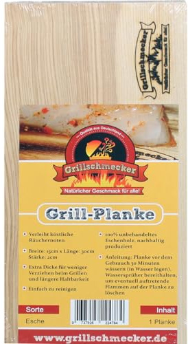 Grillschmecker: Grill-Holzplanke XL Esche, 45x15x2 cm