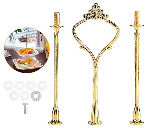 Présentoir à Gâteau Multi Étages Support de Assiette à Gâteau Dessert Plats Service Poignée de Plateau à Cupcake pour Mariage Fête Soirée Anniversaire, Plateau Non Incluse(3-tiers Crown Gold)