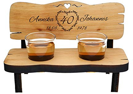 FORYOU24 Hochzeitsbank für Schnapsgläsern und Gravur Jubiläum Hochzeitsgeschenke für Brautpaare - Personalisiertes Geschenk zur Hochzeit - Geschenke zum Jahrestag/Hochzeitstag