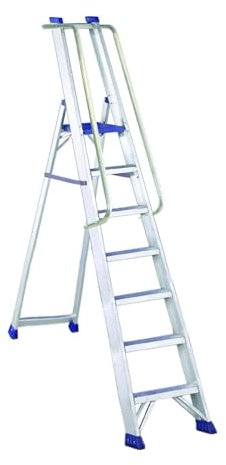 Svelt Scala Alluminio 7 gradini, Professionale, Ultra Resistente con Corrimano e Guardacorpo