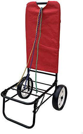 Carrello spiaggia mare campeggio pieghevole + 1 elastico (ROSSO)