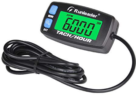 Runleader Digitaler Motorbetriebsstundenzähler, Wartungserinnerung, Drehzahlmesser für Aufsitzrasenmäher Traktor Generator Schneemobilkompressor und gasbetriebene Geräte(BU)