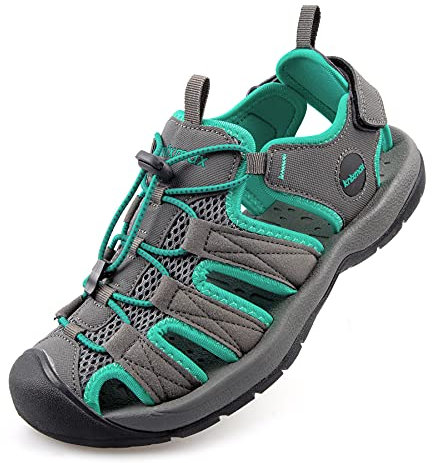 Knixmax Sandali Sportivi Estivi Donna Traspirante All'aperto Antiscivolo Escursionismo Scarpe da Trekking Passeggiata Arrampicata Verde EU41