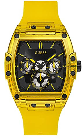 GUESS Montre ornée de Cristaux de 43 x 51 mm, Jaune/Noir, Taille Unique, Montre à Quartz