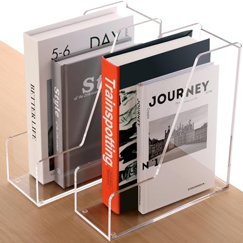 Schreibtisch-Organizer und Zubehör, transparenter Acryl-Zeitschriftenhalter, Akten-Organizer für Schreibtisch, Zeitschriftenständer, Schreibtisch-Buchaufbewahrung, unabhängig, 1 Platz, 2 Stück