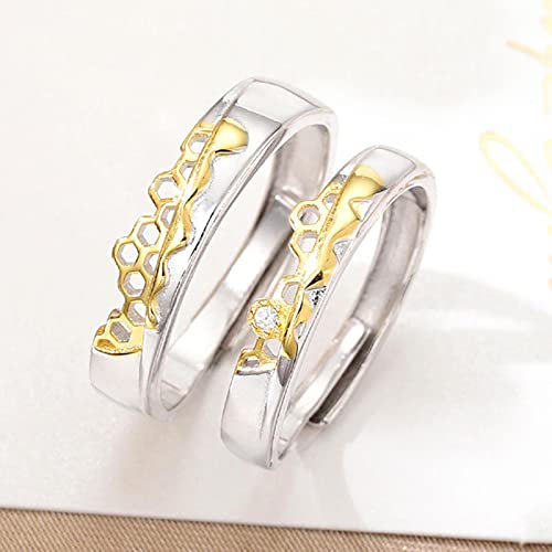 DarryDooly S925 Sterling Silber Verblassen Niemals Liebespaare Ringe Golden Fine Hollow Home Nest Stein Frau Mann Paar Ringe Liebhaber