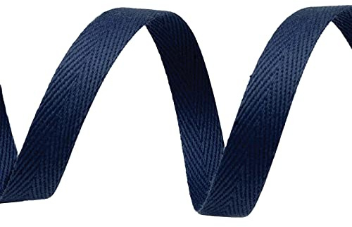 Köperband 1m x 10mm breit große Farbwahl Einfass- Nahtband Gurtband Baumwollband, Größe:10mm, Farbe:marineblau