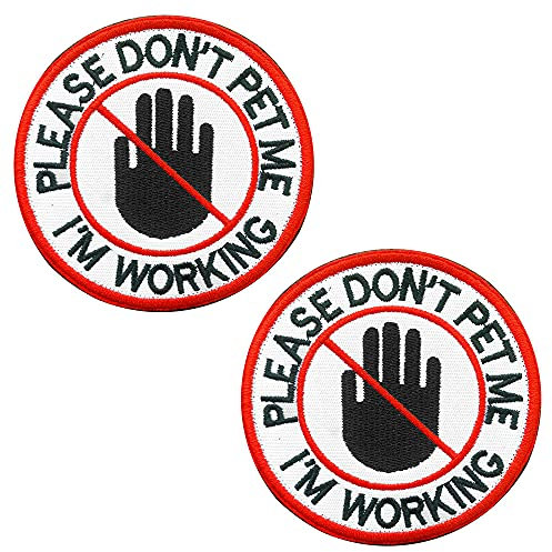 2 St. Please Don't Pet Me - I'm Working Service Hund Hundesport Klettverschluss Applikation Patch für Leine/Tasche/Brustgeschirr/Jacke/Halst/Weste