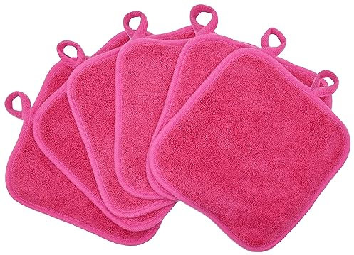 BloomSesame Abschminktuch aus Mikrofaser - Wiederverwendbar Mikrofaser Gesichtsreinigungstuch - Make-Up Entferner Tuch Rosarot(8 x 8inch 6 Stück)