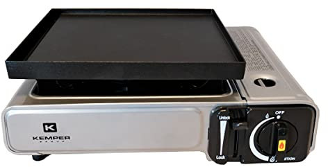 KEMPER - Gaskocher und Grillplatte 2-in-1, NOMADE 2200 W, Stahl, Gaskocher, Grillplatte, 26 x 23 cm