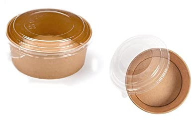 Insalatiera in cartoncino 1000 ML monouso - 50 pezzi con coperchio ciotola bio carta - salad bowl contenitore food delivery usa e getta - insalate, poke, pasta | DOT Horeca Solutions