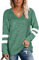 Famulily Women Long Sleeve Jumpers Fall Simple V Neck Sweatshirt Pullover to Wear with Leggings Green M