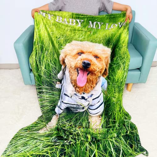 HWLY Personalisierte Decke Fotodecke mit Eigenem Foto und Text,Personalisierte Decke Mit Foto,Personalisierte Geschenke Für Geburtstage, Jubiläen Geschenk (100x150cm)