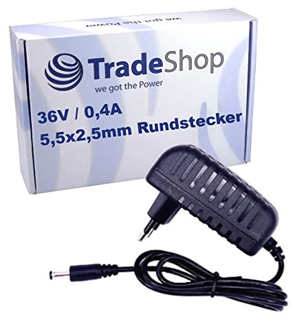 Trade-Shop 36V 0,4A Netzteil EU-Stecker 5,5x2,5mm Anschlussstecker kompatibel mit Rowenta Air Force Extreme Vision Pro 25.2V RH8872WO RH8879WO