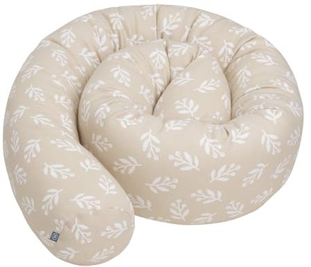 Premium Bettschlange, Bettkissen für Babybett, 100% Bio-Baumwolle, 45x60cm, Extra Weich Gepolstert, OEKO-TEX - Frei von Schadstoffen, Hochwertige Verarbeitung von emma & noah (Floral Sand)