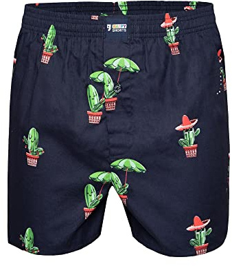 Happy Shorts Herren American Boxer Boxershorts Shorts Webboxer mexikanischer Kaktus - Mexican Cactus, Farbe:Kaktus - Cactus, Grösse:L