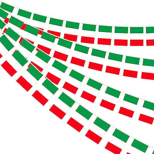 Ahfulife Guirnalda Bandera Italiana, 30 unidades Banderines de Italiana de 14×21cm-10m, Banderines de Bandera de Italiana para Olímpico Europeo Fútbol el día Nacional Decoraciones de Bares 1 Paquete