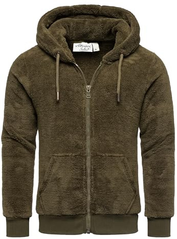 Amaci&Sons Herren Teddy Sweatjacke Plüsch Hoodie Pullover Zipper Jacke 4076