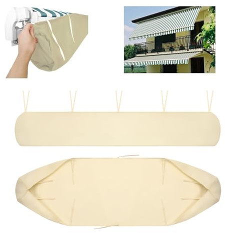 YOHOCS Patio Awning Canopy Cover, Retractable Roller Blinds Sunscreen Waterproof Cover Dust Cover, Rain Canopy Awning Cover Storage Bag,Beige,3.5m/11.48ft