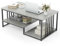 GOPLUS Couchtisch Marmor Optik, Kaffeetisch mit Ablagen & Metallgestell, Sofatisch Wohnzimmertisch für Büro & Wohnzimmer, 110 x 60 x 45cm, Grau