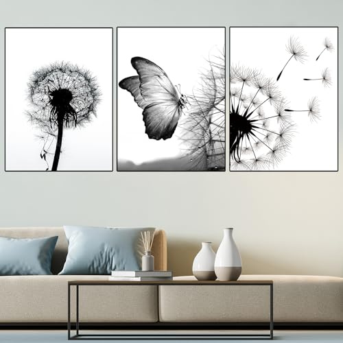 WZXGHE Pusteblume Bilder Leinwand 30x40cm,Fliegende Löwenzahnsamen Poster Set,Moderne Wohnzimmer Schlafzimmer Deko Bilder,Ungerahm (B,3x30x40cm)