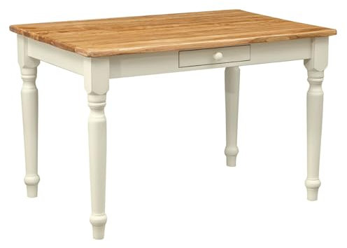 Biscottini Quadratischer ausziehbarer Tisch L 120 x T 80 x H 80 cm weiß und natur - Küchentisch ausziehbar aus Massivholz Made in Italy - ausziehbarer Esstisch
