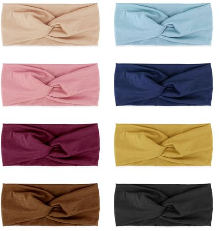 DRESHOW 8 Stück Damen Stirnband Kopfband Haarband Turban Elastische Stirnband Haarbänder Haarschmuck für Mädchen