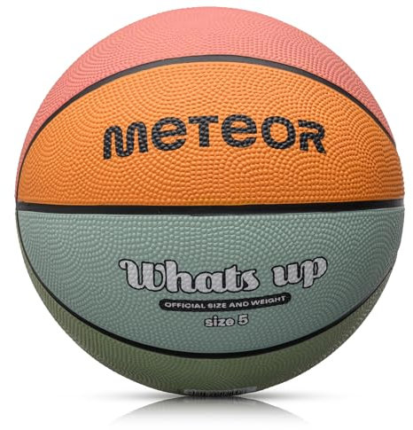 meteor Whats UP Basketball Größe #5 ideal für Kinderhände von 4-8 Jährigen, weicher Mini Basketball, 1 Stück, 1 Ball pro Packung