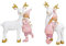 Generisch Figur Wichtel mit Hirsch rosa - weiß Weihnachten Deko 2er Set Wichtelkind Weihnachtsdekoration