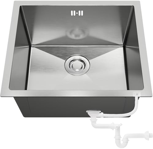 ANW HOME Evier Cuisine 1 Bac 49x44 cm, Inox 304