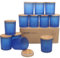 MILIVIXAY Lot de 12 pots à bougies vides en verre épais bleu givré de 283,5 g avec couvercles pour la fabrication de bougies – Conteneurs à épices, poudre