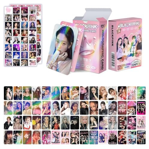 124 Stück EN- SK IVE GIDLE TWICE 60 Stück Fotokarten Grußkarten Sammlung Mini Karte Postkarte Lomo Karten und 64 Stück Aufkleber (BL)