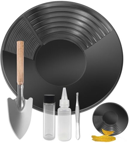 YSOOUA Gold Pan Kit Setaccio per Oro Bacino per la Ricerca dell'oro Gold Pan Kit Classificatore d'oro Ricerca Oro Pans Setaccio Accessori per sabbia oro miniere lavaggio manuale oro panning (Nero)