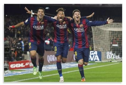 Fußballer MSN Neymar LionelMessi Suarez, Sport-Poster, Wanddekoration für Schlafzimmer, Leinwand, Gemälde, Badezimmer, Kunst, Wanddekoration, 30 x 45 cm