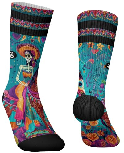 Jungle Socks Calzini Sportivi Lunghi Colorati e Divertenti per Uomo e Donna, per Cross Training, Ciclismo, Corsa, Ciclismo su Strada, Escursionismo, Palestra, MTB. Progettato in Europa.