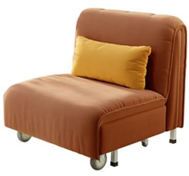 Ausziehbarer Einzel-Sofasessel mit Rollen, klappbares Gästebett für Wohnzimmer oder Heimbüro, gepolsterter Schlafsessel (Braun, 100 cm)