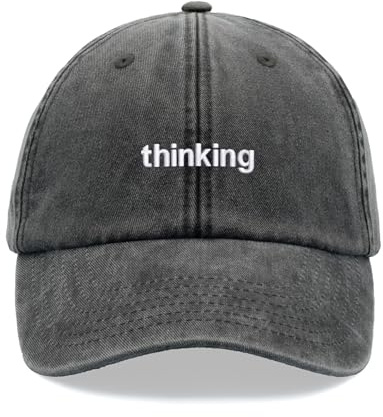 Thinking Baseballkappe, Vintage, gewaschen, Unisex, niedriges Profil, verstellbar, Schwarz , Einheitsgröße