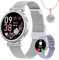 SWGOTA Smartwatch Donna con Chiamate, 1.27 Orologio Smartwatch con Fisiologia Femminile, SpO2 Sonno, 120+ Sports Smart Watch Rotondo per Android iOS, Regalo Donna Argento