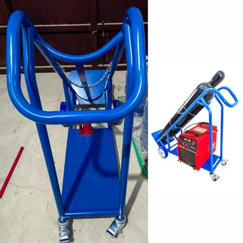 UrbanUp Cylinder Tank Holder Welding Large Oxygen Tank Cart Dolly with Storage Board, Rolling Gas Cylinder Cart Trolley for Transportation, Heavy Duty Co2 Cylinder Tank Cart