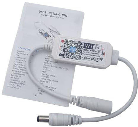 TOPXCDZ LED Smart WiFi Controller Magic Home DC12–24 V Kabelloser Dimmer Controller, Einfarbige LED-Controller Für 2835, 5050, 5630, 5730, LED-Streifen