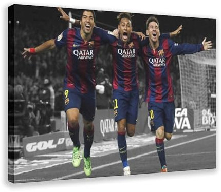 ocvdfss Lionel Messi Luis Suárez Neymar Jr. Leinwand-Poster, Schlafzimmerdekoration, Landschaft, Büro, Raumdekoration, Geschenk, 60 x 90 cm