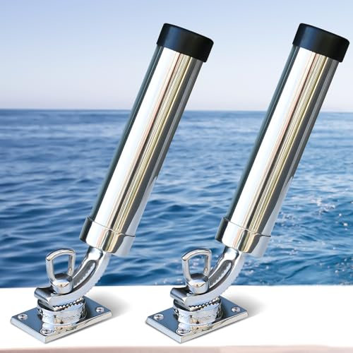 Marinebaby Angelrutenhalter, 360° verstellbarer Rutenausleger, 316 Edelstahl, Angelrutenhalterung für Marine, Boot, Yacht, 2 Stück