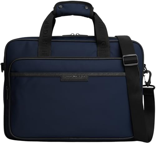 Tommy Hilfiger Sac pour Ordinateur Portable Homme Repreve avec Passant pour Poignée de Valise, Bleu (Space Blue), Taille Unique