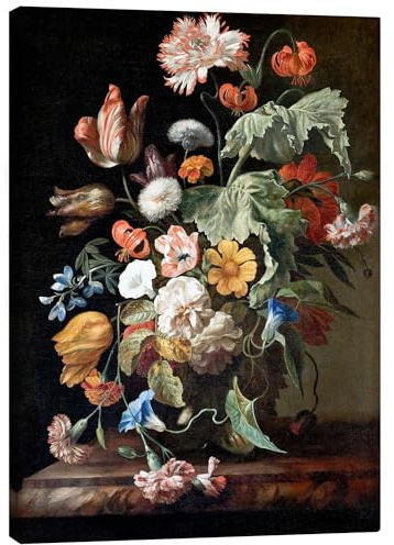 Posterlounge Stillleben mit Blumen Leinwandbild | 50 x 70 cm von Rachel Ruysch Bunt Wandbilder Wanddeko