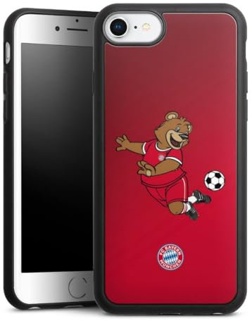 Holz Case kompatibel mit Apple iPhone 8 Walnuss Handyhülle Echtholz Hülle FC Bayern München FCB Maskottchen