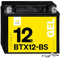 Denagi 51012 GEL BTX12-BS Motorradbatterie 12V 12Ah, Ersetzt YTX12-BS, wartungsfrei versiegelt vorgeladen