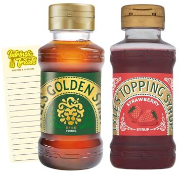 Syrup Bundle with Squeezy Golden Syrup, Strawberry (325g each) and Intrinsic Treats Shopping List Card