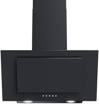 HEINRICHS Dunstabzugshaube, 60cm Abluft/Umluft-Dunstabzugshaube, 300m³/h Saugkraft, platzsparend, mit LED Beleuchtung, 3 Geschwindigkeitsstufen, inkl. Aktivkohlefilter, 69W Leistung, Schwarz
