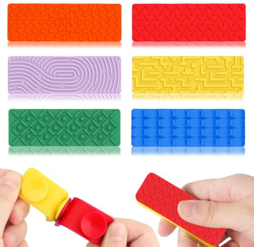 IKOPFLN 6PCS Fidget Toys Sensory Stones,Farbe Stressabbau Spielzeug Sensorische Stone,Leise Spielzeuge zum Stressabbau,Stimming Toys,Stressberuhigendes Spielzeug Für Kinder Erwachsene(Rechteck)